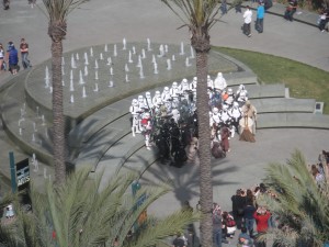 Casual gathering of Star Wars costumes